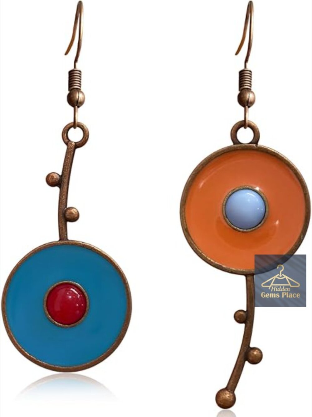 Bohemian Tribal Disc Earrings Dangle Drop Enamel Copper